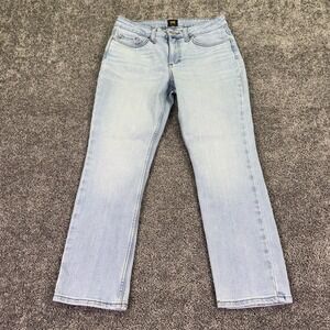 Lee Jeans Womens 6 Petite Blue Straight Stretch Light Wash Denim Casual Logo